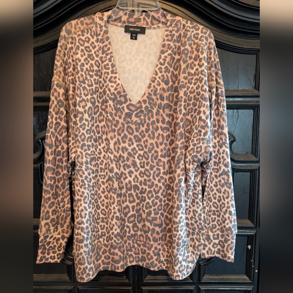 Karen Kane Animal Print V-Neck Sweatshirt
